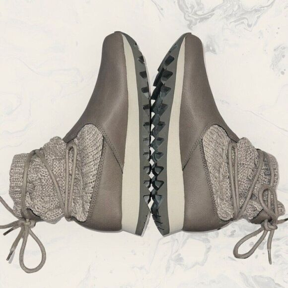 Merrell Alpine Pull On Brindle Gray Vegan Leather Knit Boots Womens Size 7.5 - Picture 5 of 9